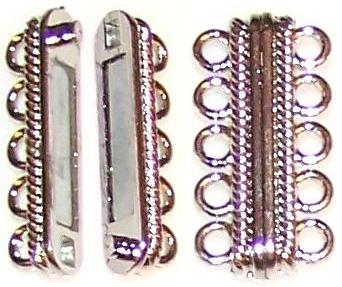 Antique Silver-Plated 33x17mm SUPER Strong 5-Strand Magnetic Clasps from www.BeadBuddies.net