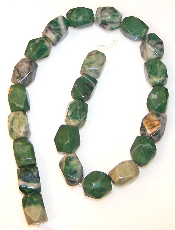 Qinghai Jade 12x16mm Semiprecious Faceted Nugget Gemstone Beads at www.BeadBuddies.net