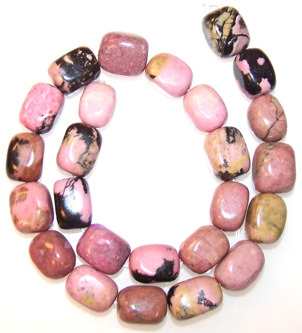 Rhodonite 12x16mm Semiprecious Nugget Gemstone Beads at www.BeadBuddies.net