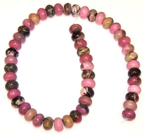 Rhodonite 12x8mm Semiprecious Gemstone Puff Rondelles at www.BeadBuddies.net